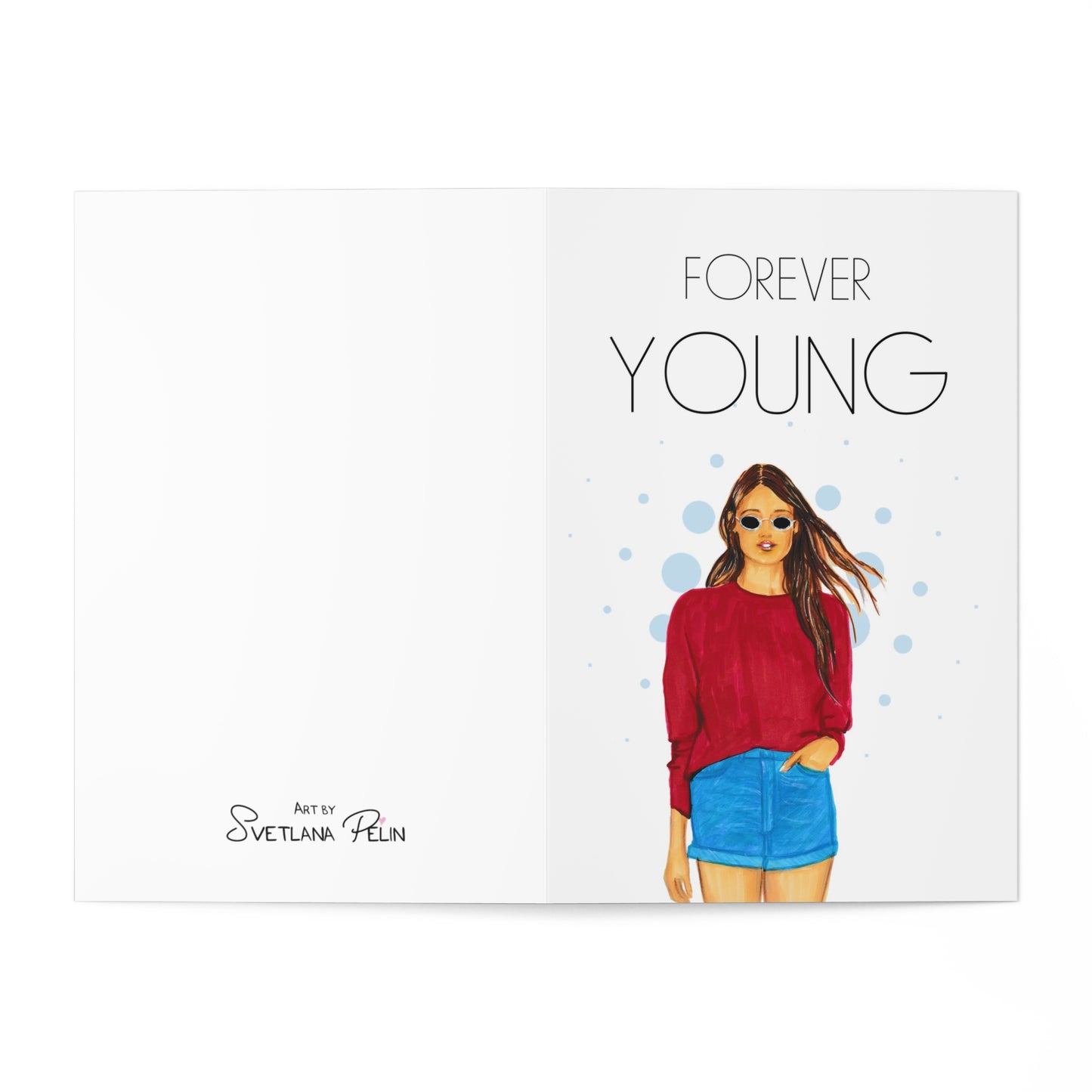 Forever Young, Teenager Day, Card for Her, Greeting Cards (7 pcs)