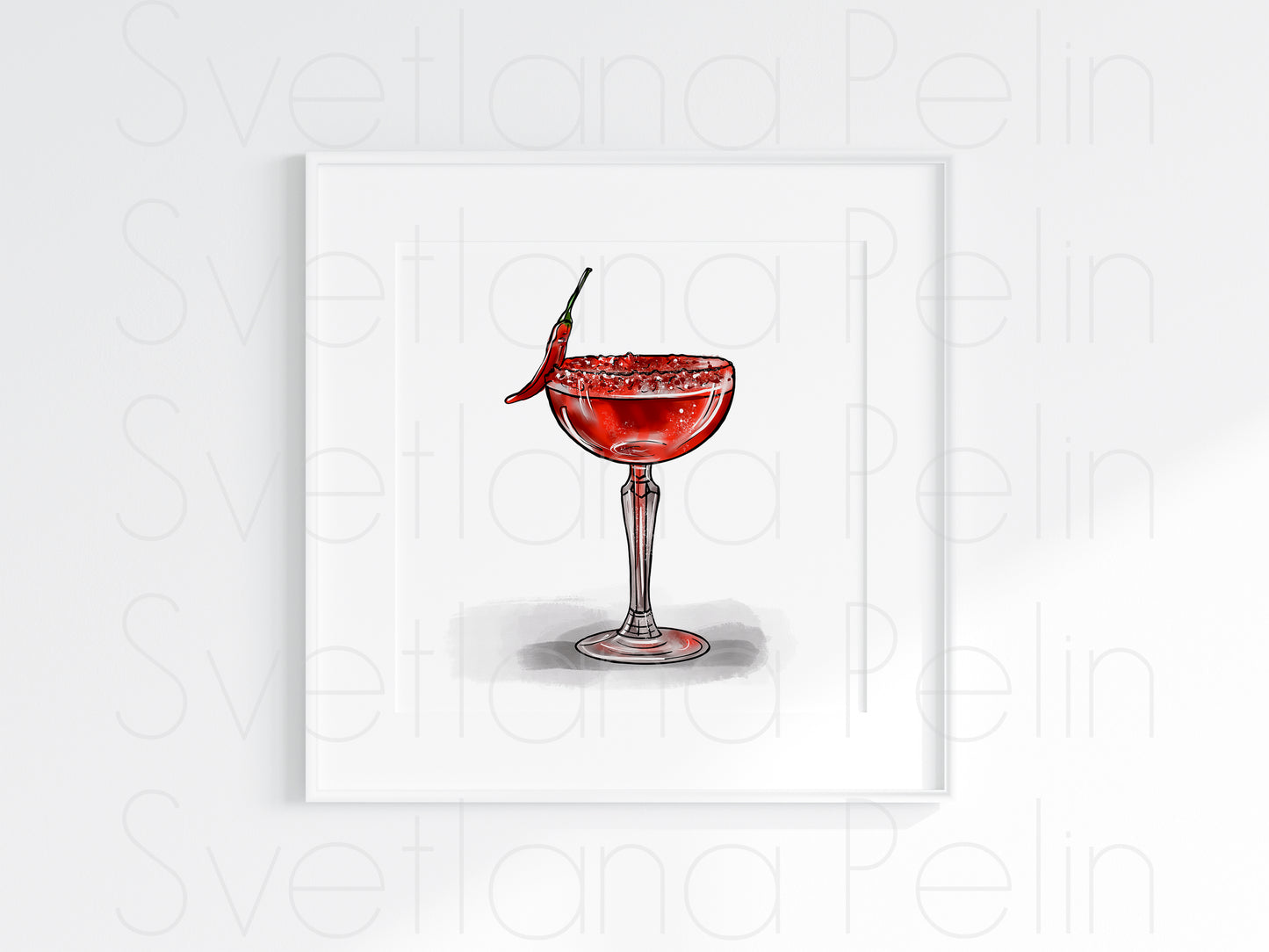 Spicy pepper, Red Cocktail, Printable Art, INSTANT DOWNLOAD