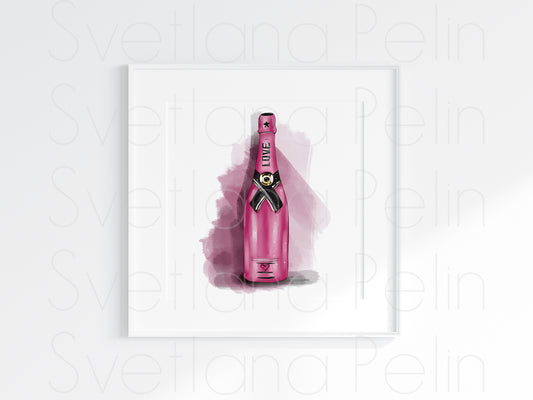 Pink Champagne, Printable Art, INSTANT DOWNLOAD