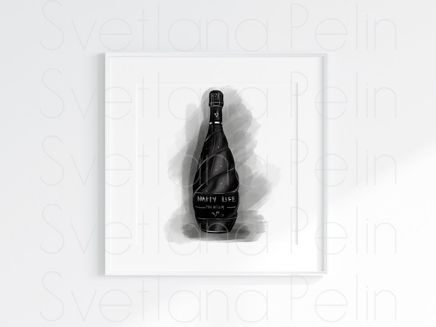 Black Champagne, Printable Art, INSTANT DOWNLOAD