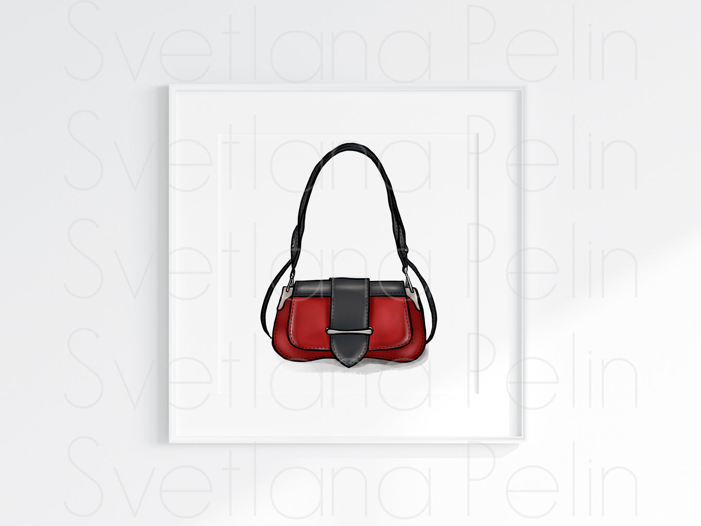 Red Designer Handbag, Luxury Bag, Purses for Women, Printable Art, INSTANT DOWNLOAD