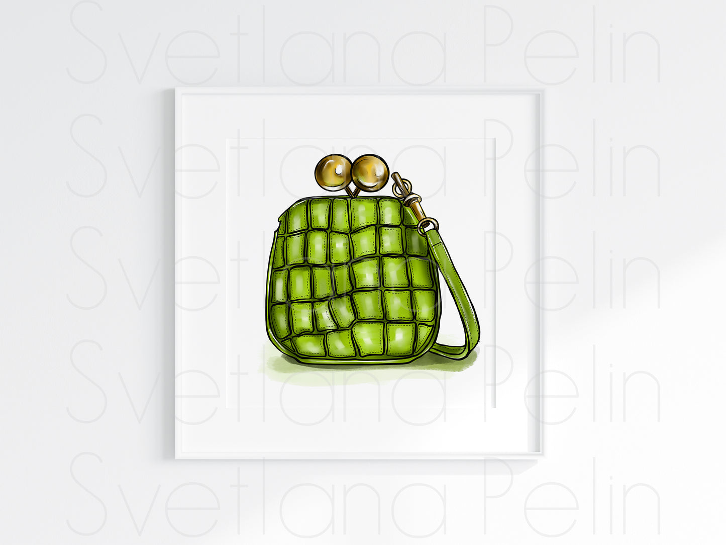 Green Designer Handbag, Luxury Bag, Purses for Women, Printable Art, INSTANT DOWNLOAD