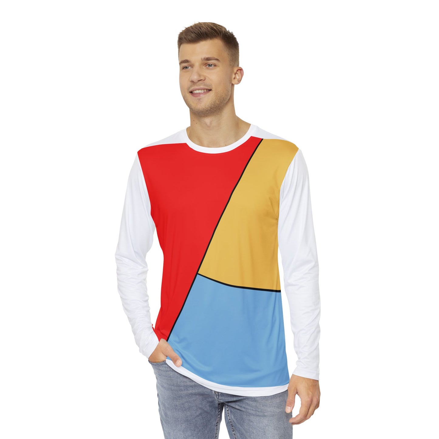 Red, Yellow, Blue, Men's Long Sleeve Shirt (AOP)