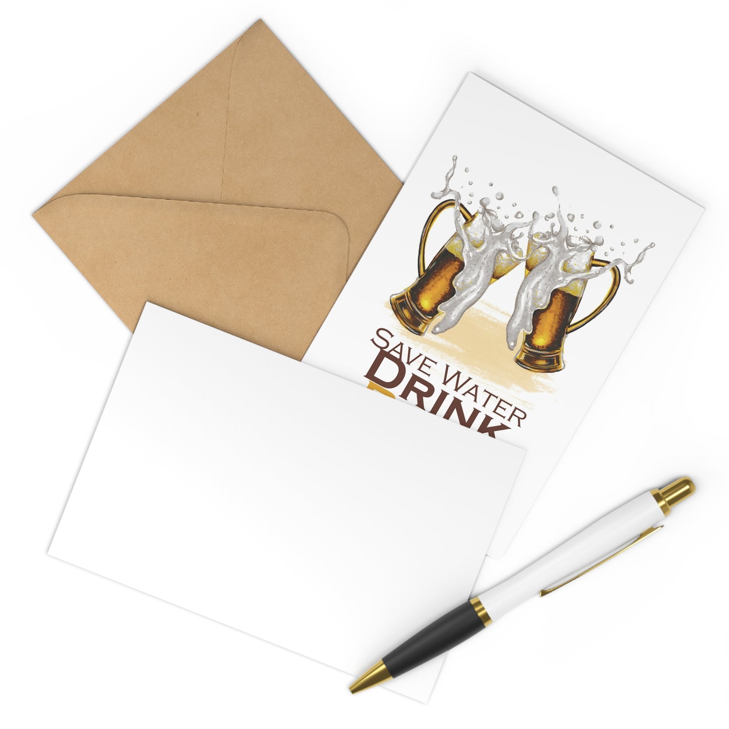 Drink Beer Save Water, Card for Him, Postcards (7 pcs)