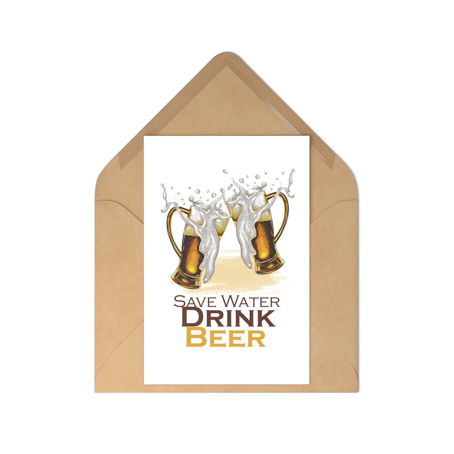 Drink Beer Save Water, Card for Him, Postcards (7 pcs)