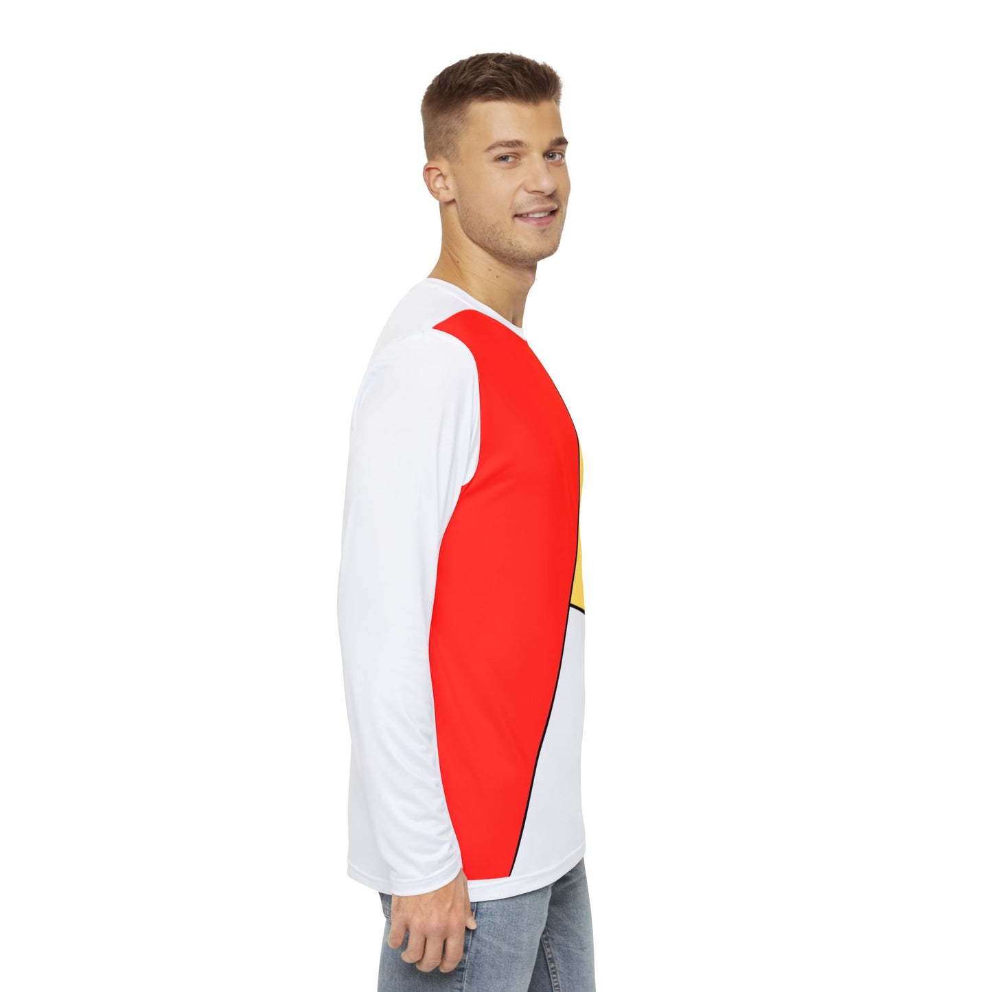 Red, Yellow, White, Men's Long Sleeve Shirt (AOP)