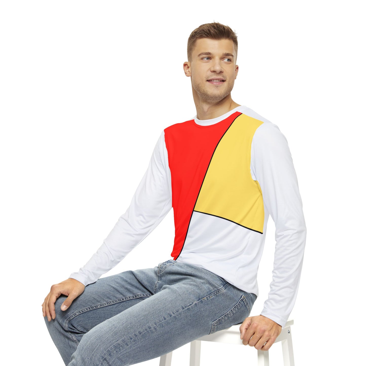 Red, Yellow, White, Men's Long Sleeve Shirt (AOP)