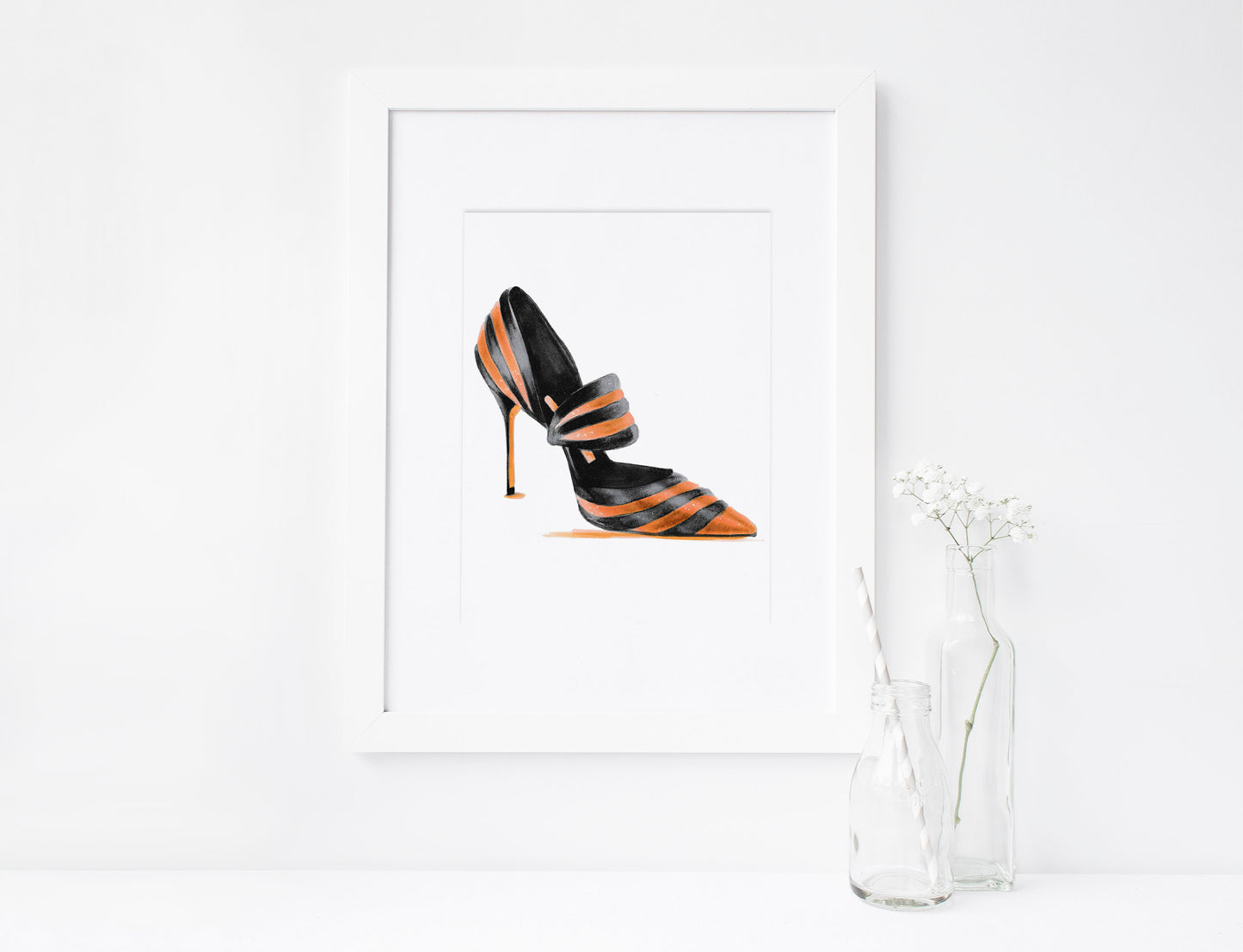 SET of 8, Women's Shoes, Stilettos, Marker Illustration, Printable Art, INSTANT DOWNLOAD