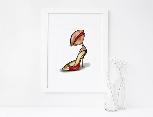 Red High Heels Sandals, Women's Shoes, Printable Art, INSTANT DOWNLOAD