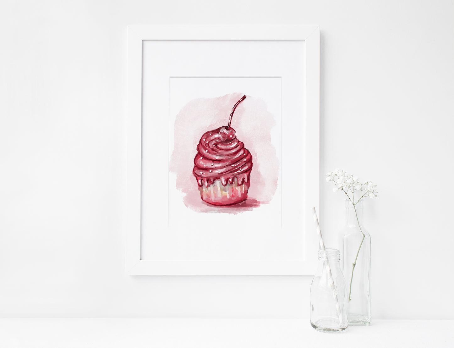 Pink cupcake, Printable Art, INSTANT DOWNLOAD