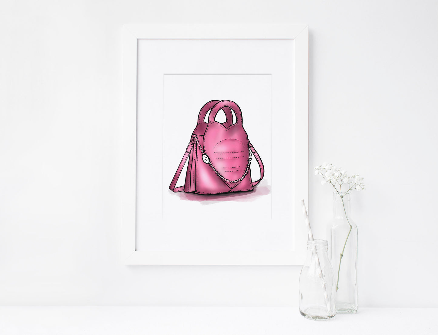 Pink & Green, Designer Handbag, Luxury Bag, Purses for Women, Printable Art, INSTANT DOWNLOAD