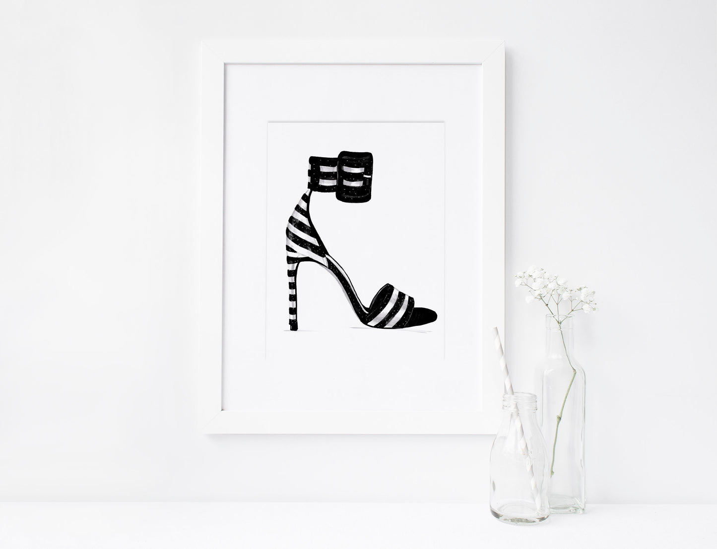 SET of 9, Women's Shoes, High-heel Sandals, Marker Illustration, Printable Art, INSTANT DOWNLOAD