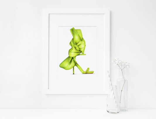 Green, Women's Shoes, High-heel Sandals, Marker Illustration, Printable Art, INSTANT DOWNLOAD