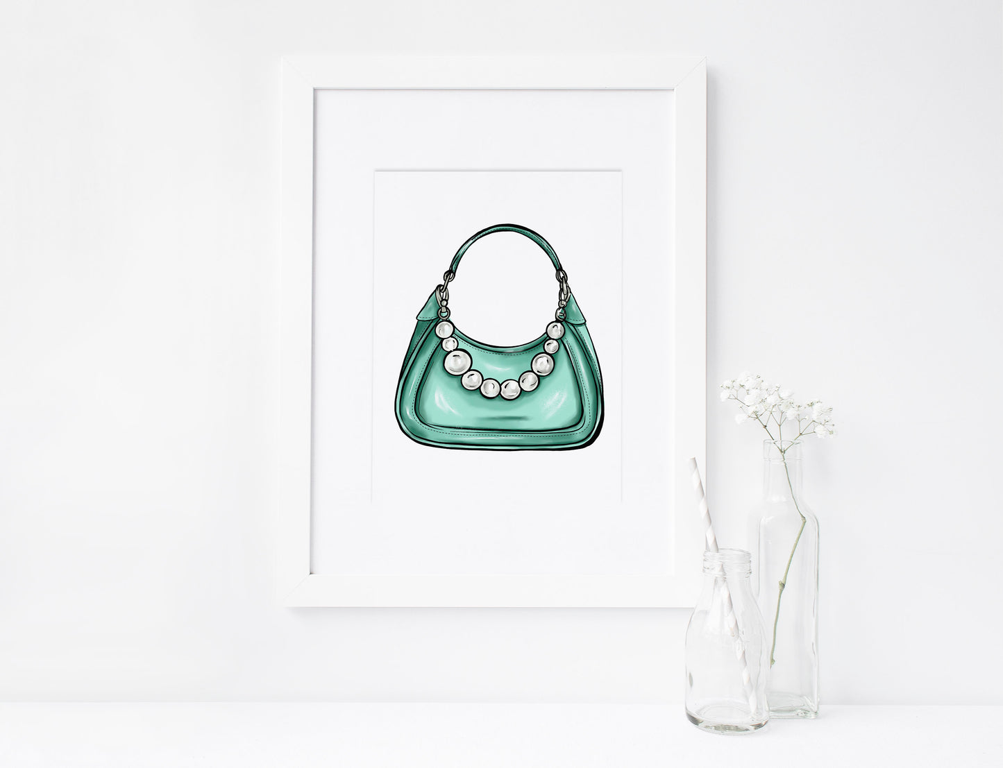 Green Designer Handbag, Luxury Bag, Purses for Women, Printable Art, INSTANT DOWNLOAD