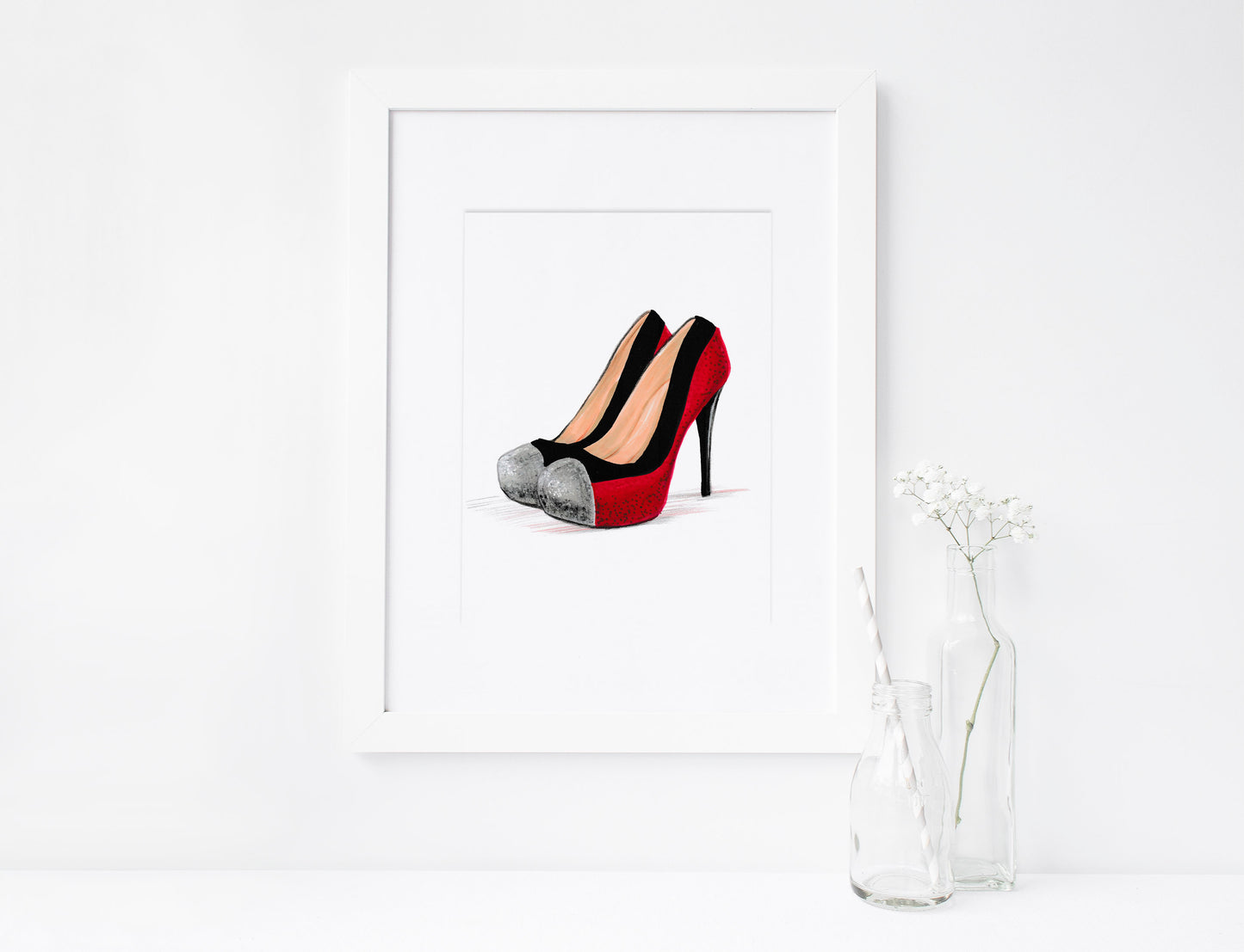 SET of 8, Women's Shoes, Stilettos, Marker Illustration, Printable Art, INSTANT DOWNLOAD