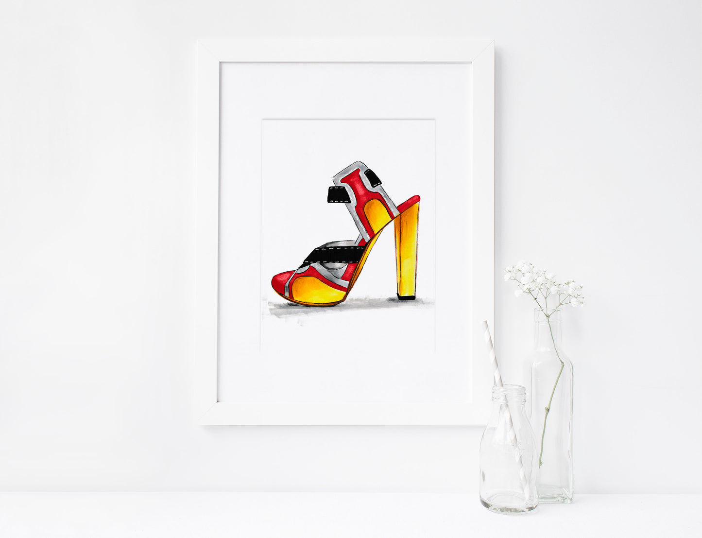 SET of 10, Women's Shoes, High-heel Sandals, Marker Illustration, Printable Art, INSTANT DOWNLOAD