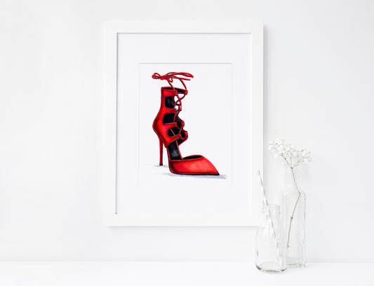 Red Evening Pumps, Women's Shoes, Stilettos, Marker Illustration, Printable Art, INSTANT DOWNLOAD