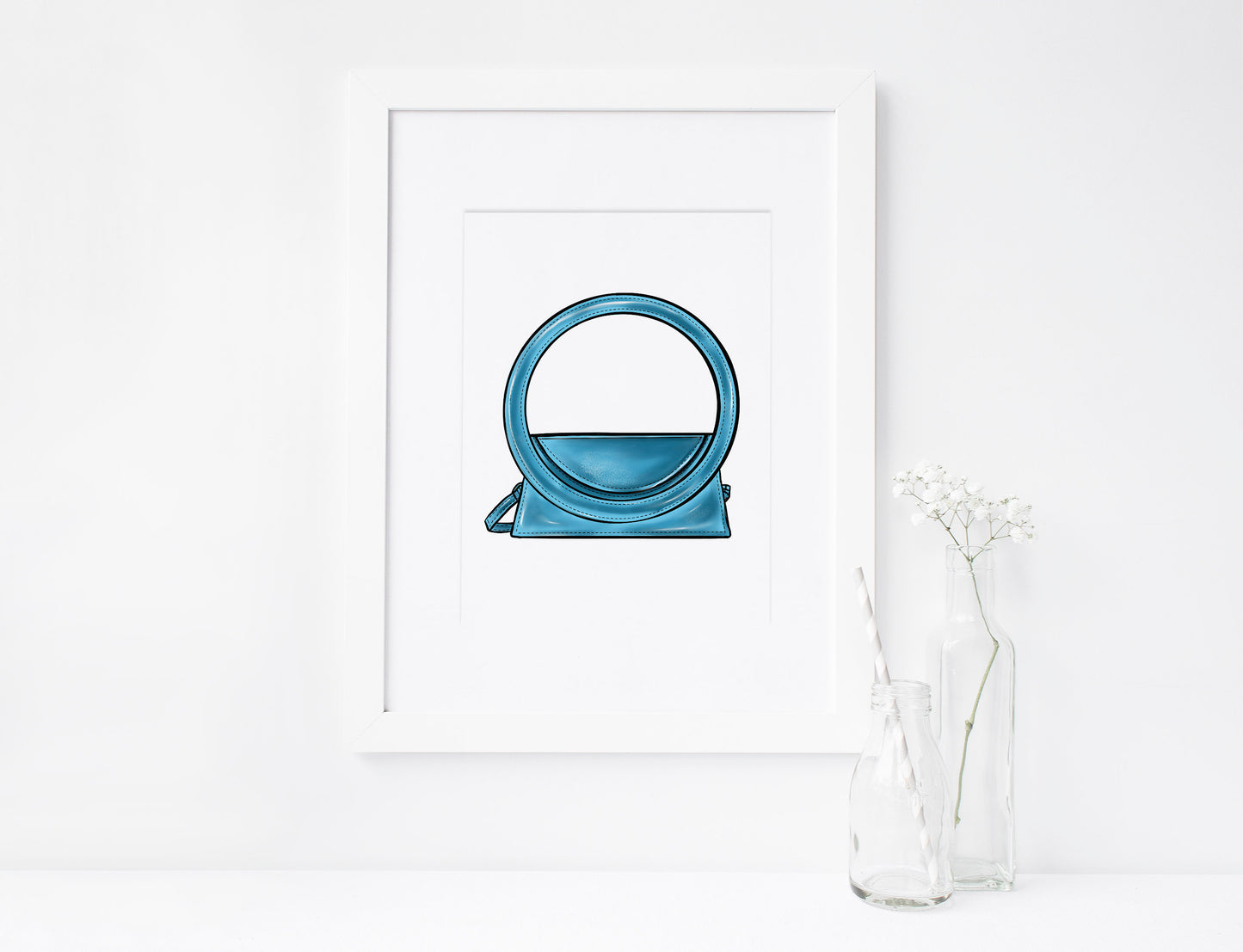 Blue Designer Handbag, Luxury Bag, Purses for Women, Printable Art, INSTANT DOWNLOAD