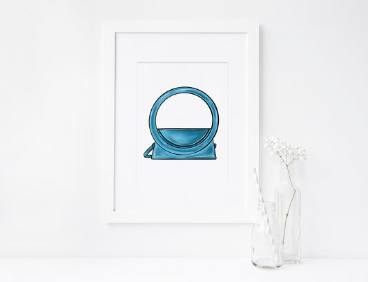 Blue Designer Handbag, Luxury Bag, Purses for Women, Printable Art, INSTANT DOWNLOAD