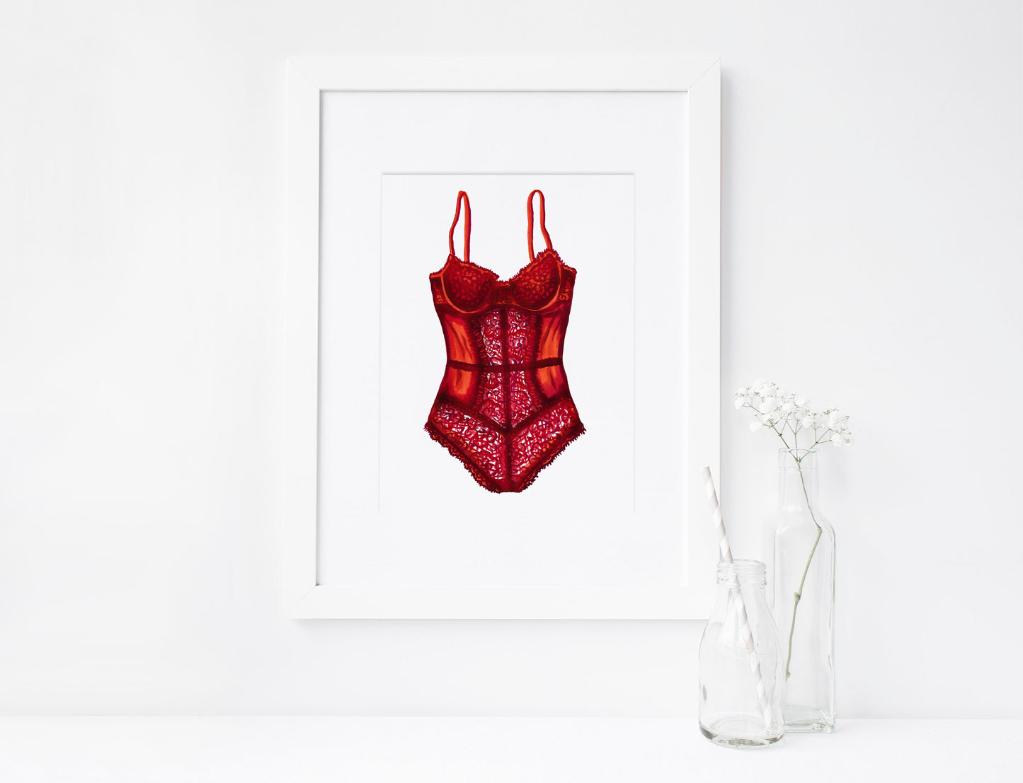 SET of 3, Elegant Women's Lace Lingerie, Marker Illustration, Printable Art, INSTANT DOWNLOAD