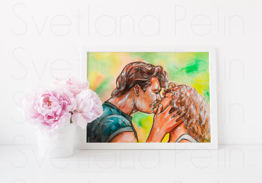 Dirty Dancing, Jennifer Grey, Patrick Swayze, ORIGINAL Watercolor Painting, Artwork by Svetlana Pelin