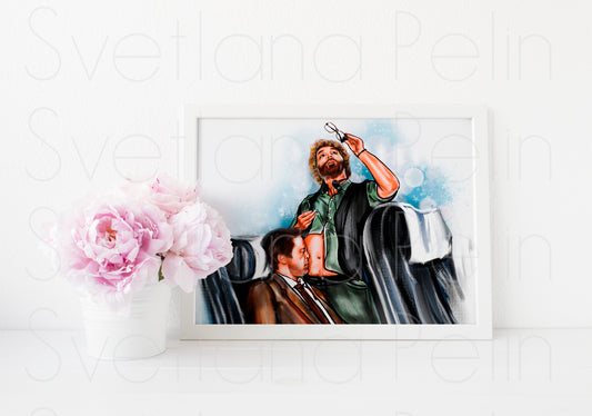 Robert Downey Jr., Zach Galifianakis, ART PRINT Signed by Artist
