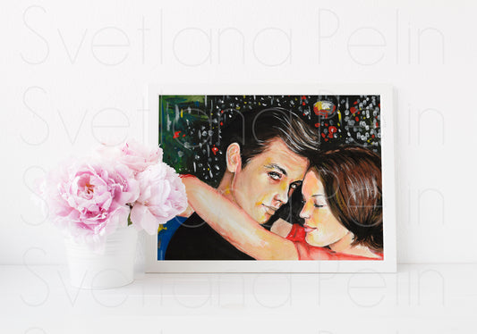 Romy Schneider, Alain Delon,  ART PRINT Signed by Artist