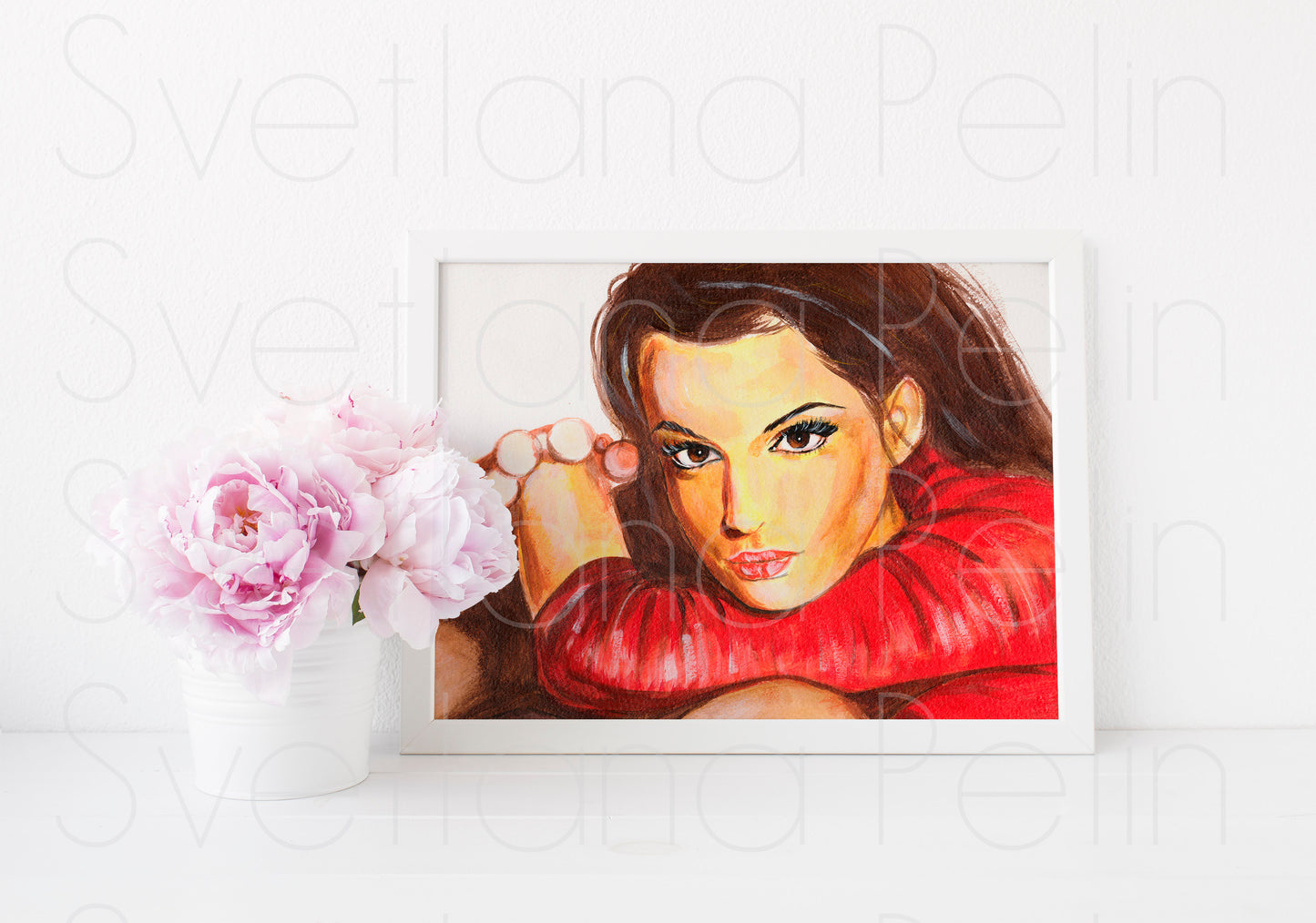 Anne Hathaway, ORIGINAL Acrylic Painting, Artwork by Svetlana Pelin