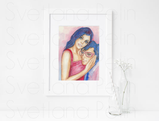 Elvis Presley & Priscilla, ART PRINT Signed by Artist