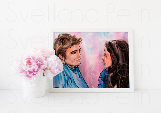 Robert Pattinson, Kristen Stewart, ART PRINT Signed by Artist