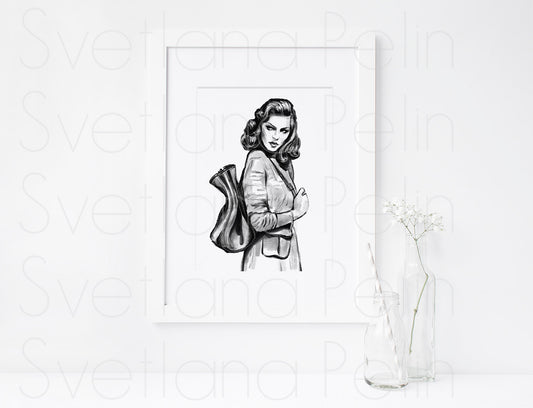 Lauren Bacall, ART PRINT Signed by Artist