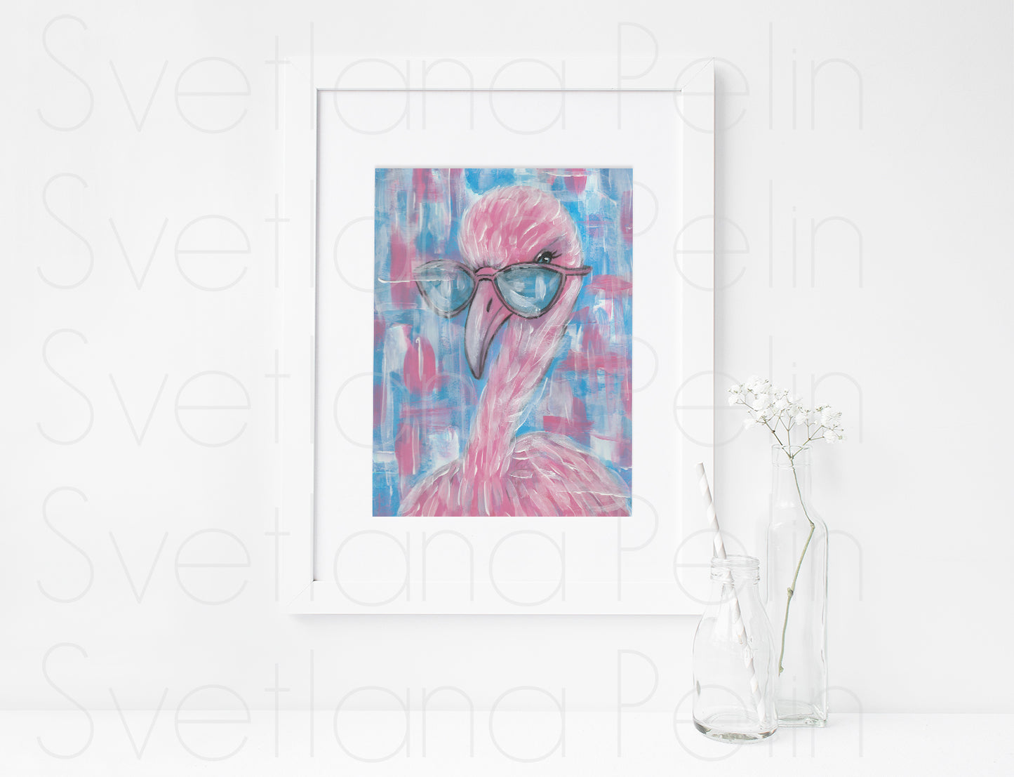 Pink Flamingo, ART PRINT Signed by Artist
