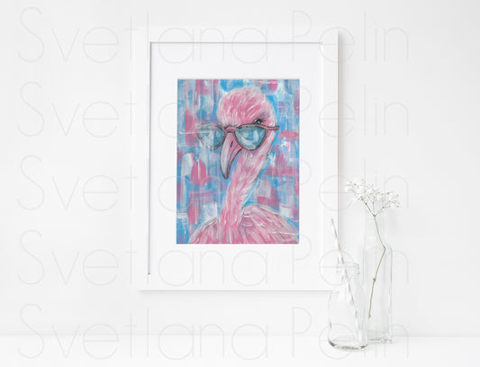 Pink Flamingo, ART PRINT Signed by Artist