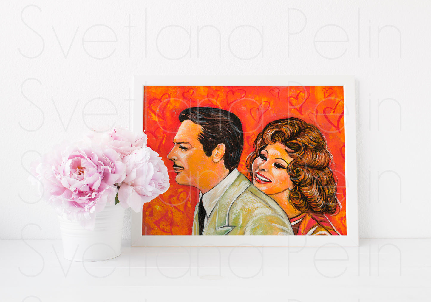 Sophia Loren, Marcello Mastroianni, Marriage Italian Style, ART PRINT Signed by Artist