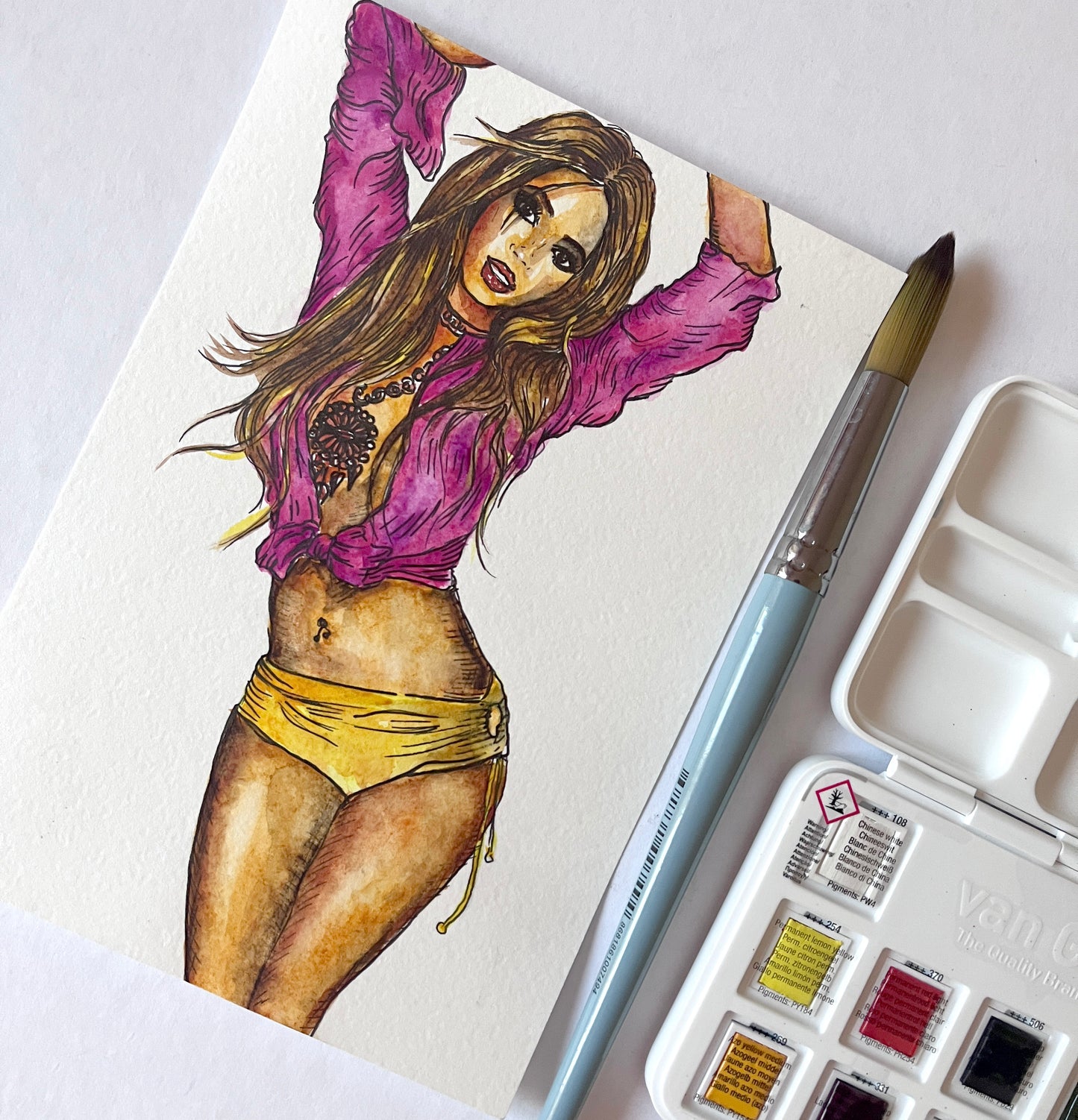 Beyonce Knowles, BK, ORIGINAL watercolor painting, Artwork by Svetlana Pelin