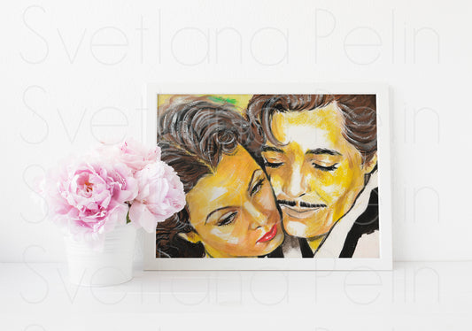 Clark Gable, Vivien Leigh, Scarlett O'Hara, Rhett Butler, Gone with the Wind, ART PRINT Signed by Artist