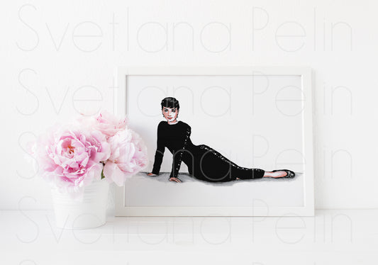 Audrey Hepburn, Sabrina, ART PRINT Signed by Artist