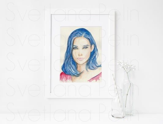 Claire Forlani, ORIGINAL Watercolour Painting, Artwork by Svetlana Pelin