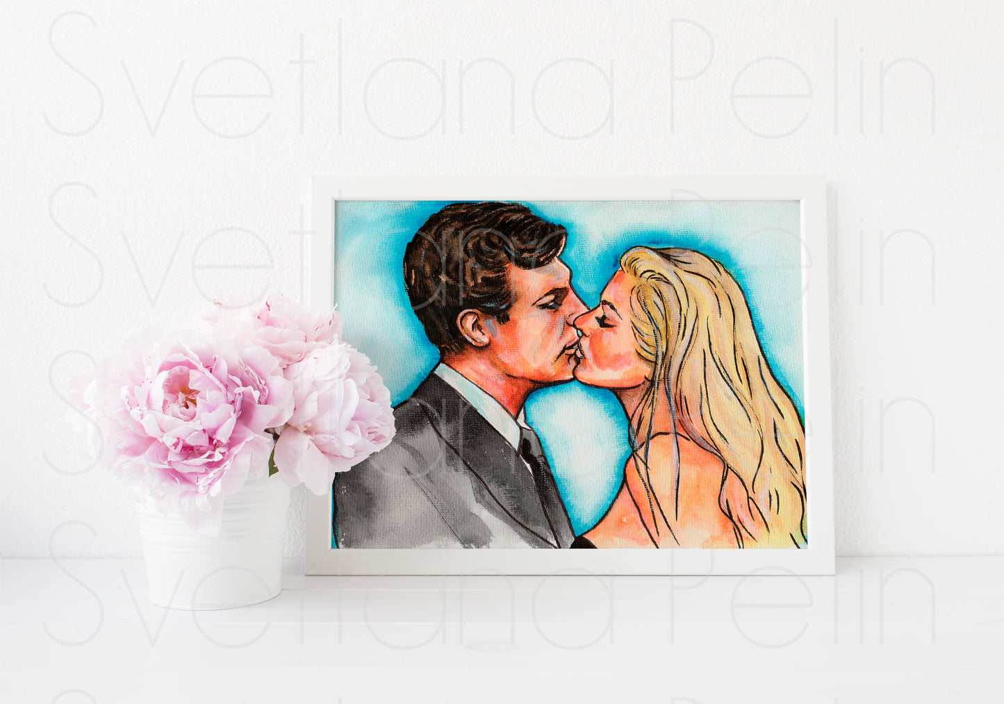 Anita Ekberg, Marcello Mastroianni, Famous Couples, ART PRINT Signed by Artist