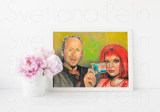 Bruce Willis, Milla Jovovich, The Fifth Element, ART PRINT Signed by Artist