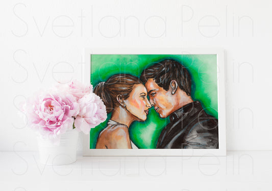 Mario Casas, María Valverde, Tres metros sobre el cielo, ORIGINAL Watercolor Painting, Artwork by Svetlana Pelin