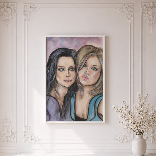 Courteney Cox and Jennifer Aniston | Framed Fine Art Print