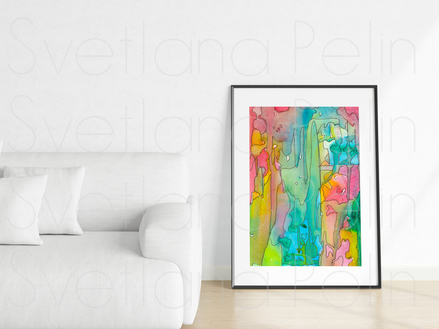 Modern Watercolor Painting, Abstract Art, Wall Home Decor, INSTANT DOWNLOAD