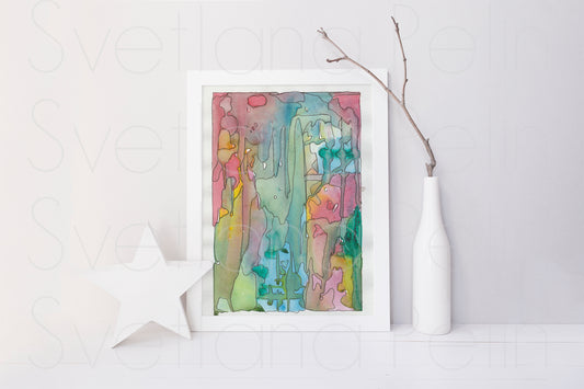 Modern Abstract Art, ORIGINAL Watercolor Painting, Artwork by Svetlana Pelin