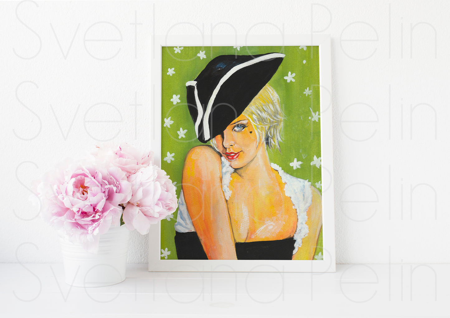 Charlize Theron, ORIGINAL Gouache Painting, Artwork by Svetlana Pelin