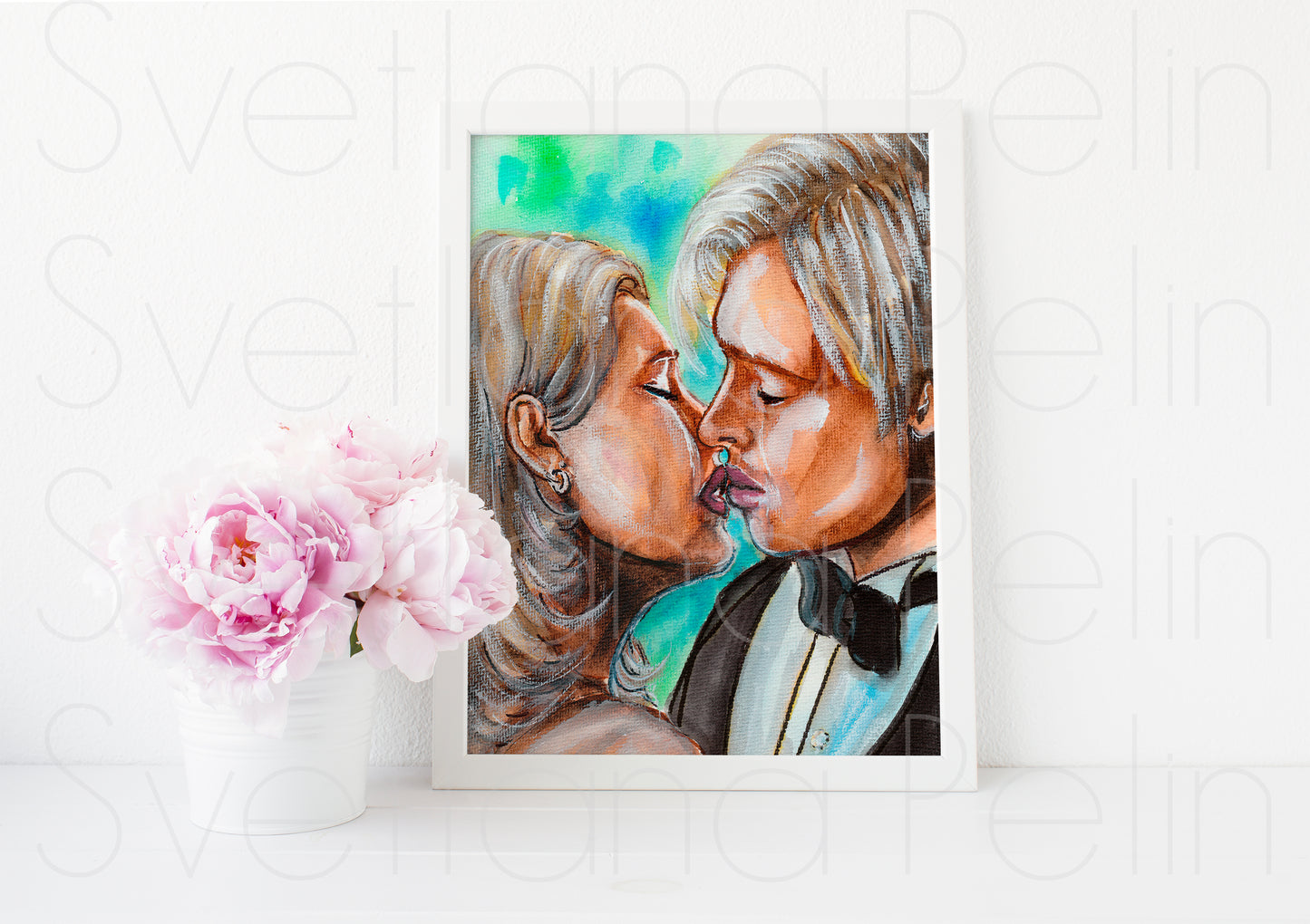 Brad Pitt, Claire Forlani, ART PRINT Signed by Artist