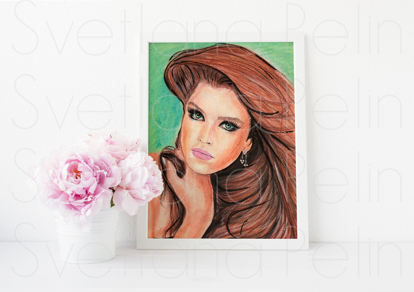 Brooke Shields, ORIGINAL Colored pencils drawing, Artwork by Svetlana Pelin