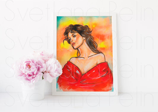Isabelle Adjani, ART PRINT Signed by Artist