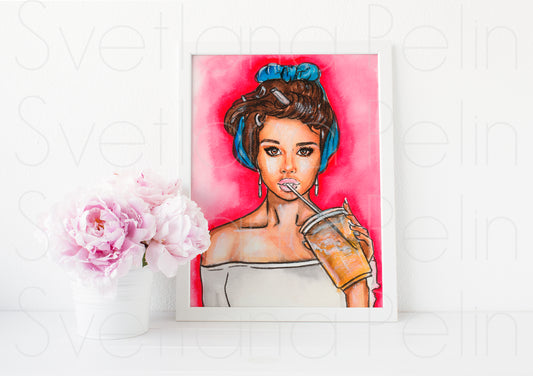 Selena Gomez, ART PRINT Signed by Artist