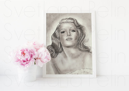 Rita Hayworth, ART PRINT Signed by Artist